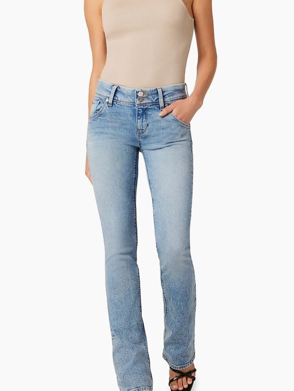 NWT Hudson Mid Rise Baby Bootcut, Double Button Jeans Women's 26 Light Blue